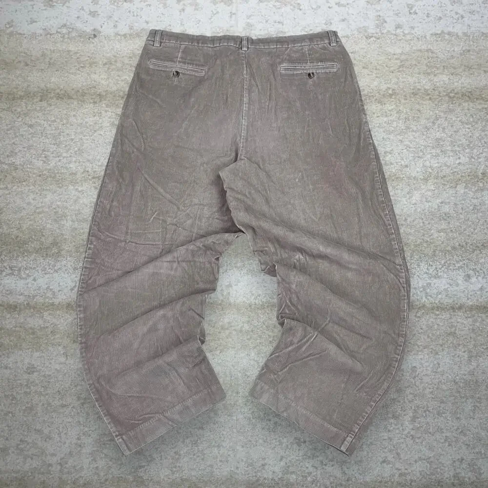 Vintage Y2K Corduroy Pants 38x30 Baggy Wide Leg Fit Tan Pleated Front